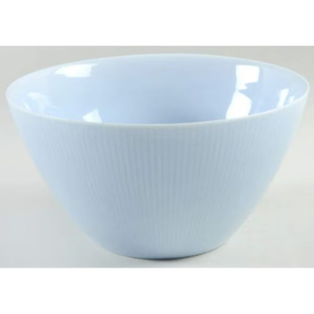 Vintage Crate & Barrel Horizon Blue Ribbed Serving Bowl 9 Inch Blue Porcelain